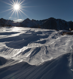 Sun on ice field